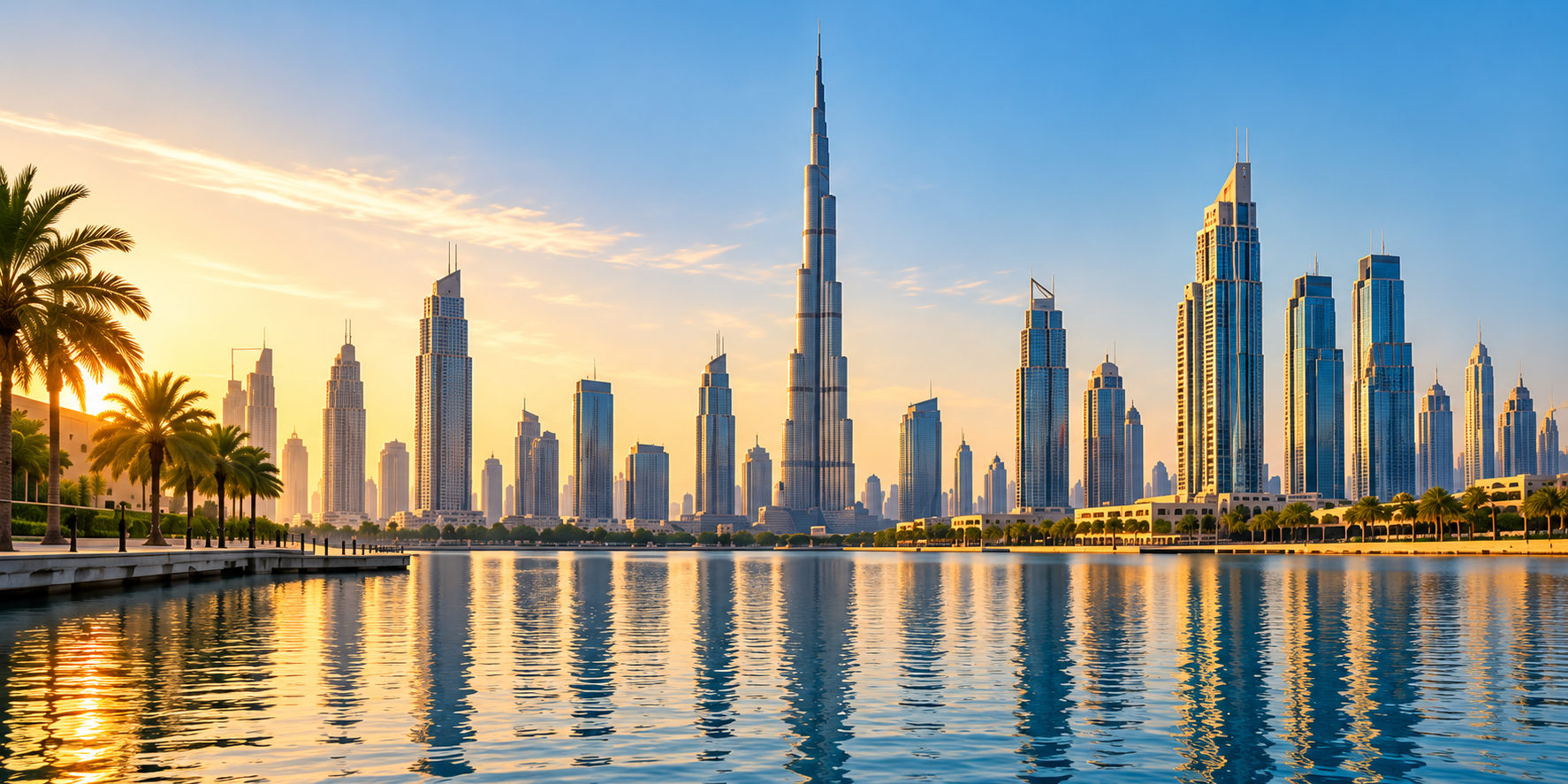 Illustration of the Dubai skyline and waterfront